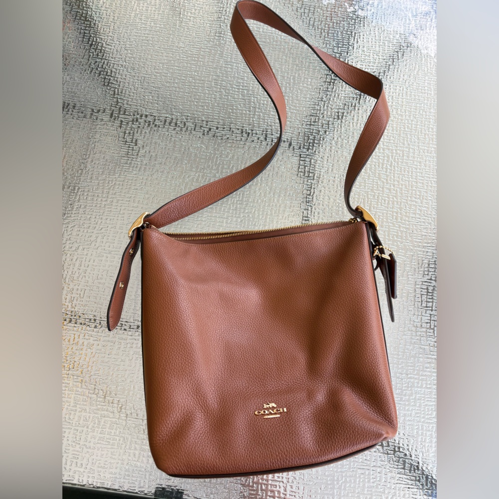 Coach Pebbled Leather Shoulder Bag in Rich Brown